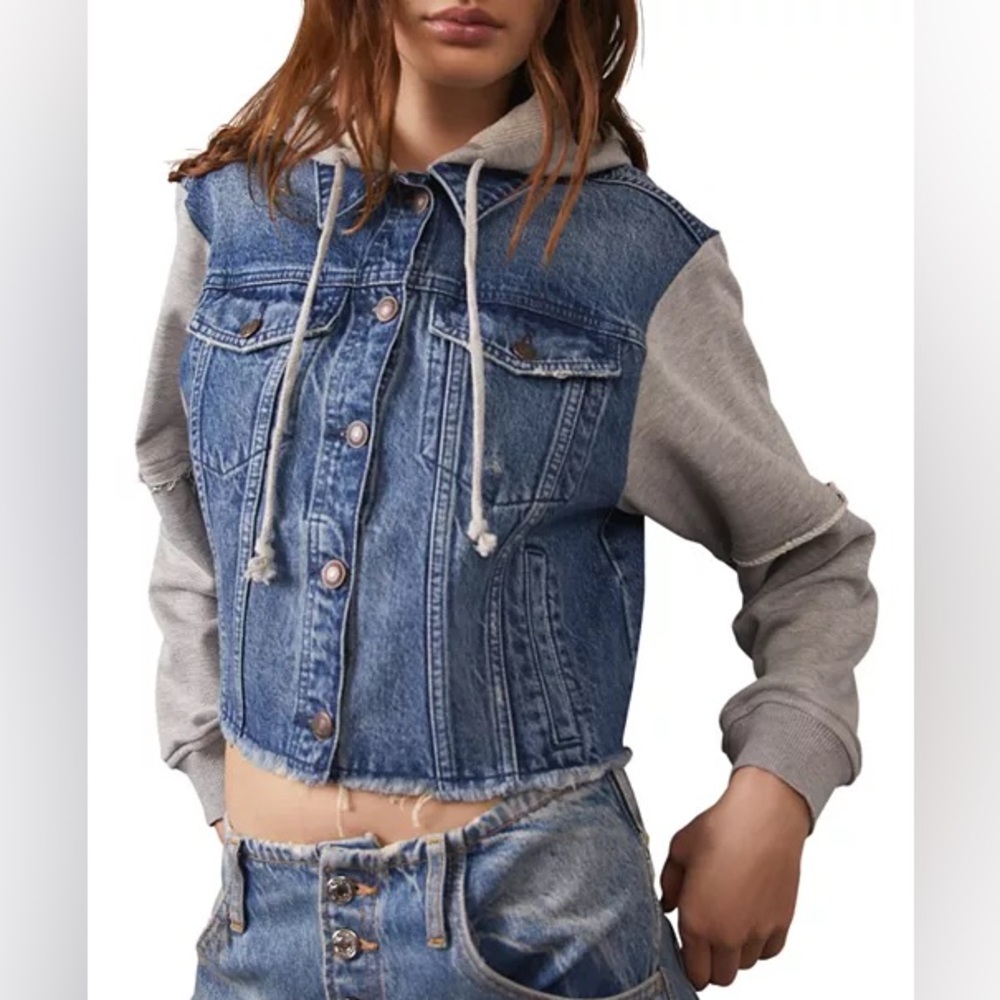 FREE PEOPLE We The Free Throwback Medium Denim Layered Look Jacket